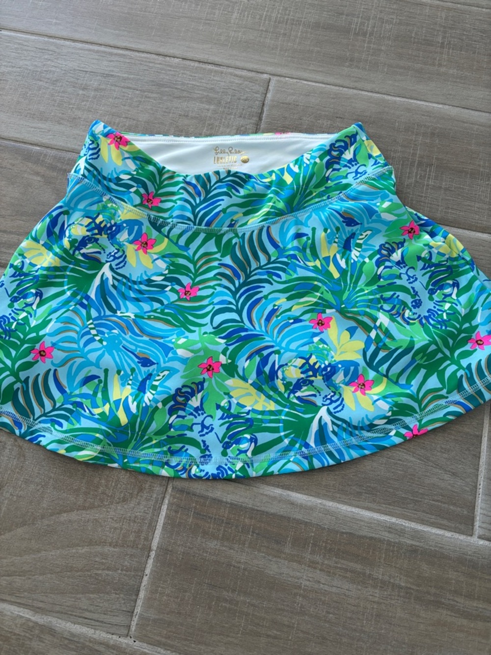 Lilly Pulitzer Aqua, Green & Pink Tropical Skater Skirt